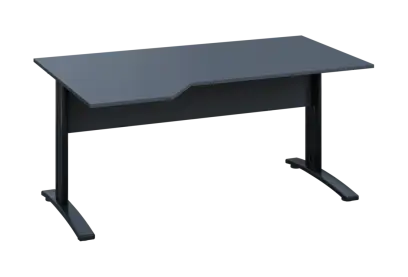 EZK 18 - 164 stůl kancelářský, rohový, levý, kovová podnož černá, deska 18 mm, široký 1600 mm, antracit